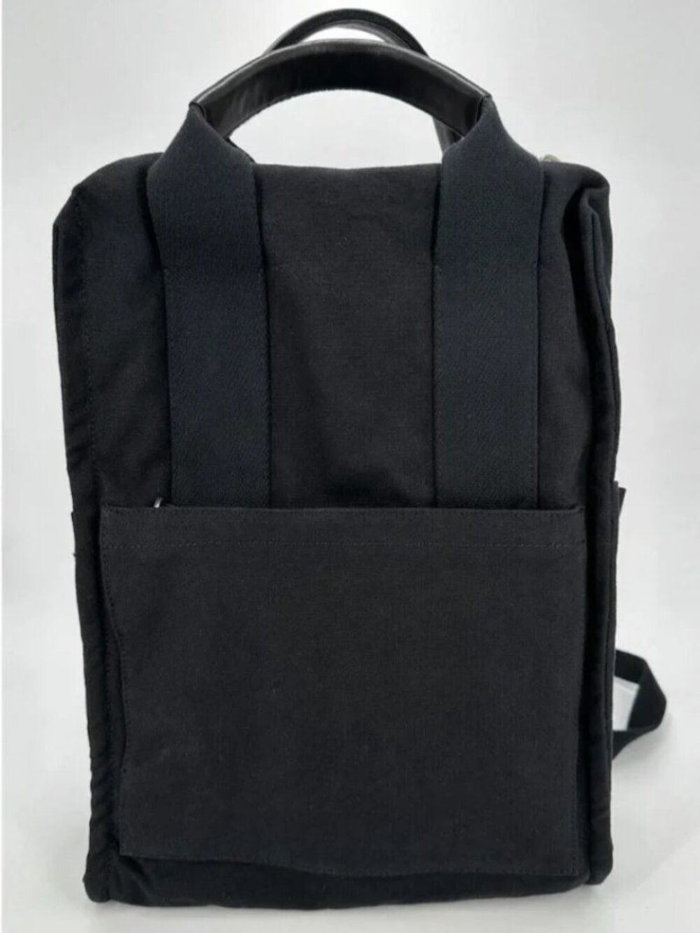 Quince Black Organic Cotton Canvas Convertible Backpack Tote Handbag GUC - Picture 4 of 11